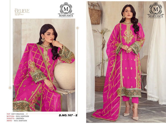 167 Maryams Soft Organza With Embroidery Pakistani Suits Wholesale Shop In Surat
